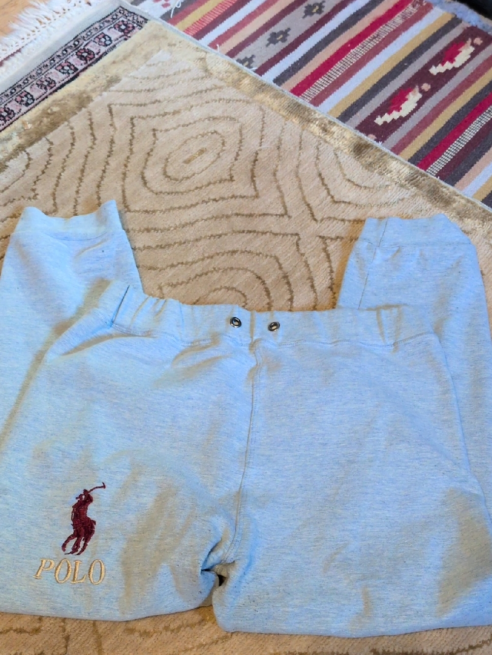 Polo Ralph Lauren Light Gray Sweatpants with Embroidered Logo Cropped